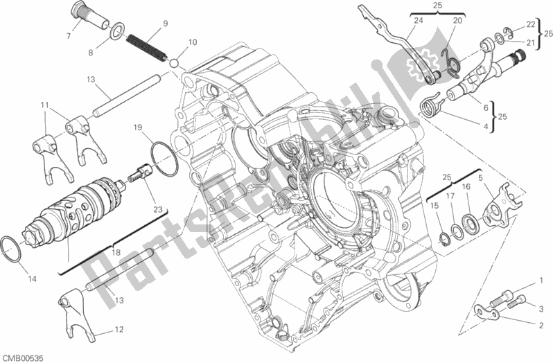 Alle onderdelen voor de Schakelnok - Vork van de Ducati Diavel 1260 Thailand 2020